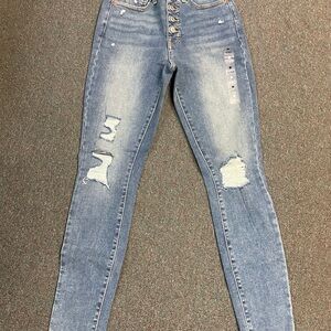 Women's Blue Distressed Jeans